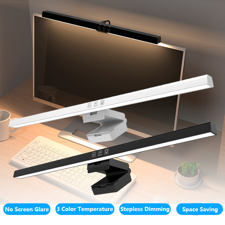 Home Office Desk Ideas - 50cm LEDモニターライトバー スクリーンハンギングランプ 無段階調光 USBデスクライト PCコンピューター学習