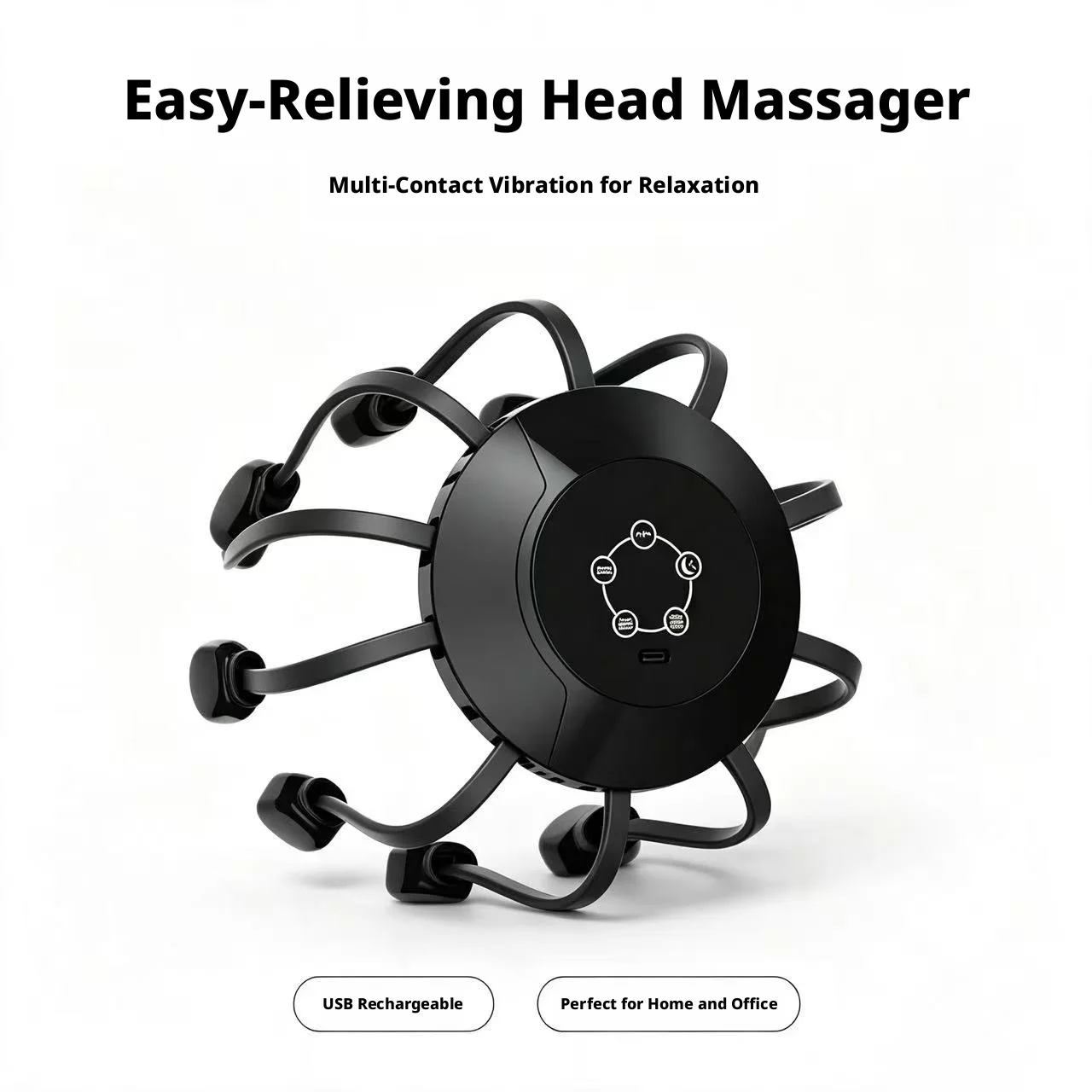 Home Office Head - ポータブルマッサージャー ワイヤレス振動ヘッドマッサージャー 疲労緩和 頭痛緩和 睡眠改善 ホームオフィス用ヘッドマッサージャー