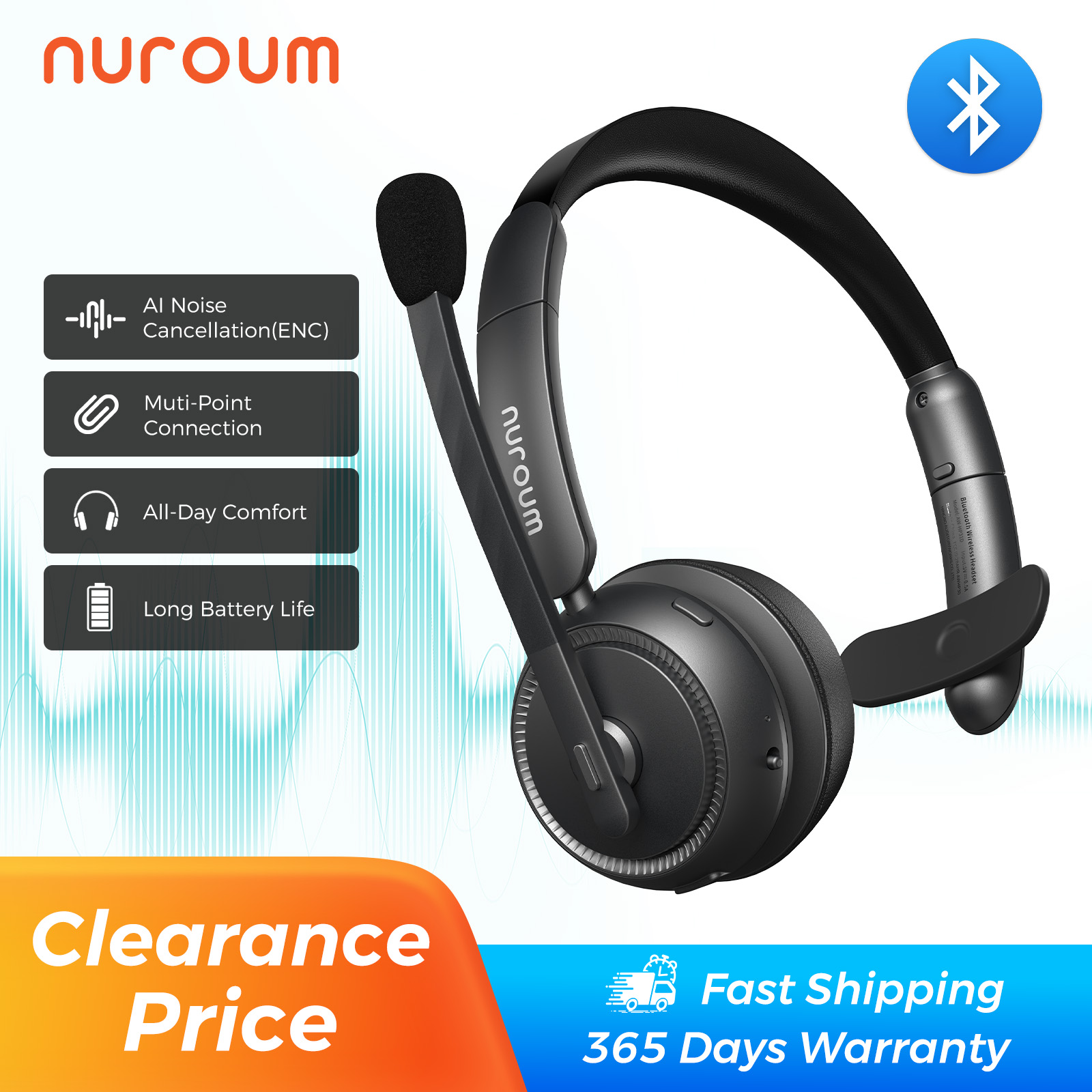 Home Office Of Microsoft - Nuroum ダークグレー Bluetooth 5.3 オーバーイヤー ワイヤレス