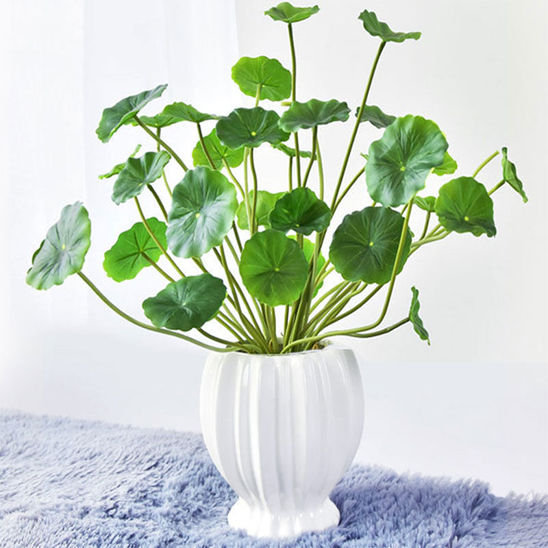 Home Office Head - 人工蓮植物、プラスチックツリー、偽の植物、ユーカリの葉、本物のタッチ、銅の葉、家とオフィスの装飾、37cm、18のヘッド