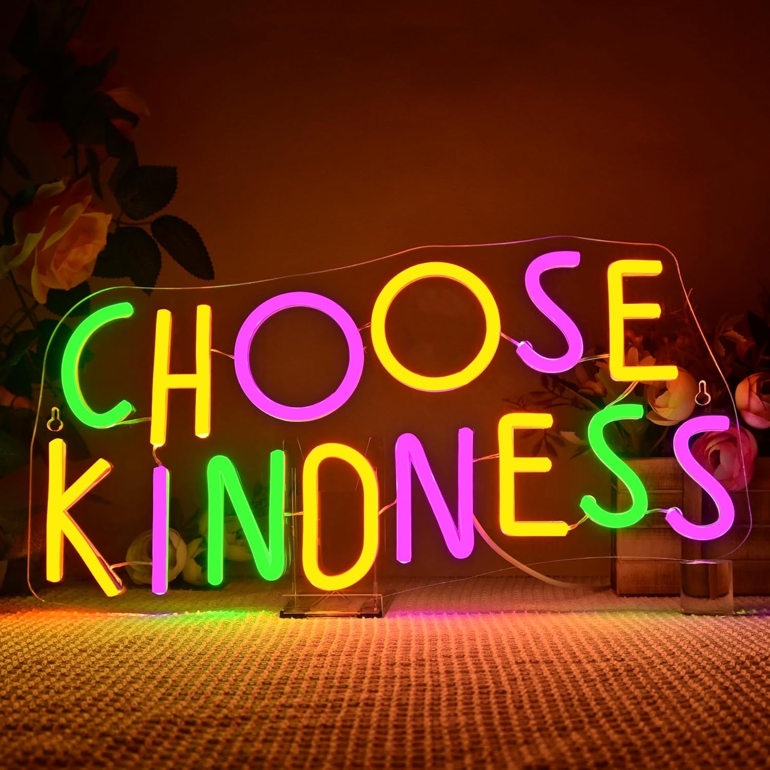Home Office Quotes - Choose Kindness ネオンサイン カラフルLEDウォールアート USB電源 インスピレーションを与える名言