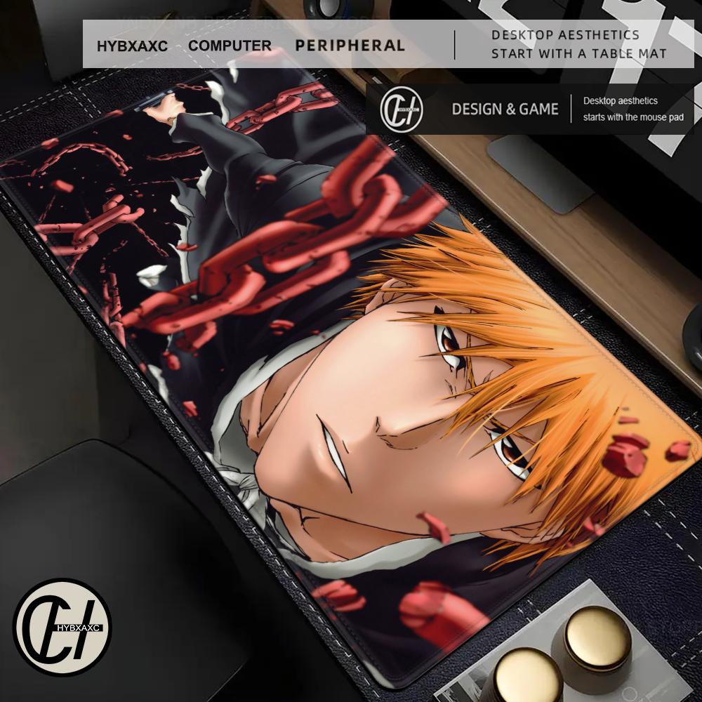 Home Office Bleaching - 日本アニメクールB-Bleachマウスパッド黒崎一護XXL PCゲーマー滑り止めゲーミングキーボードオフィスホームHYBXAXCブラックビッグマット