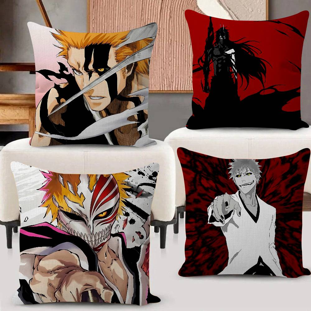 Home Office Bleaching - 人気アニメ「BLEACH」イチゴ柄枕カバー、ソファ装飾、車、オフィス、部屋用プリントクッションカバー、装飾および保護カバー