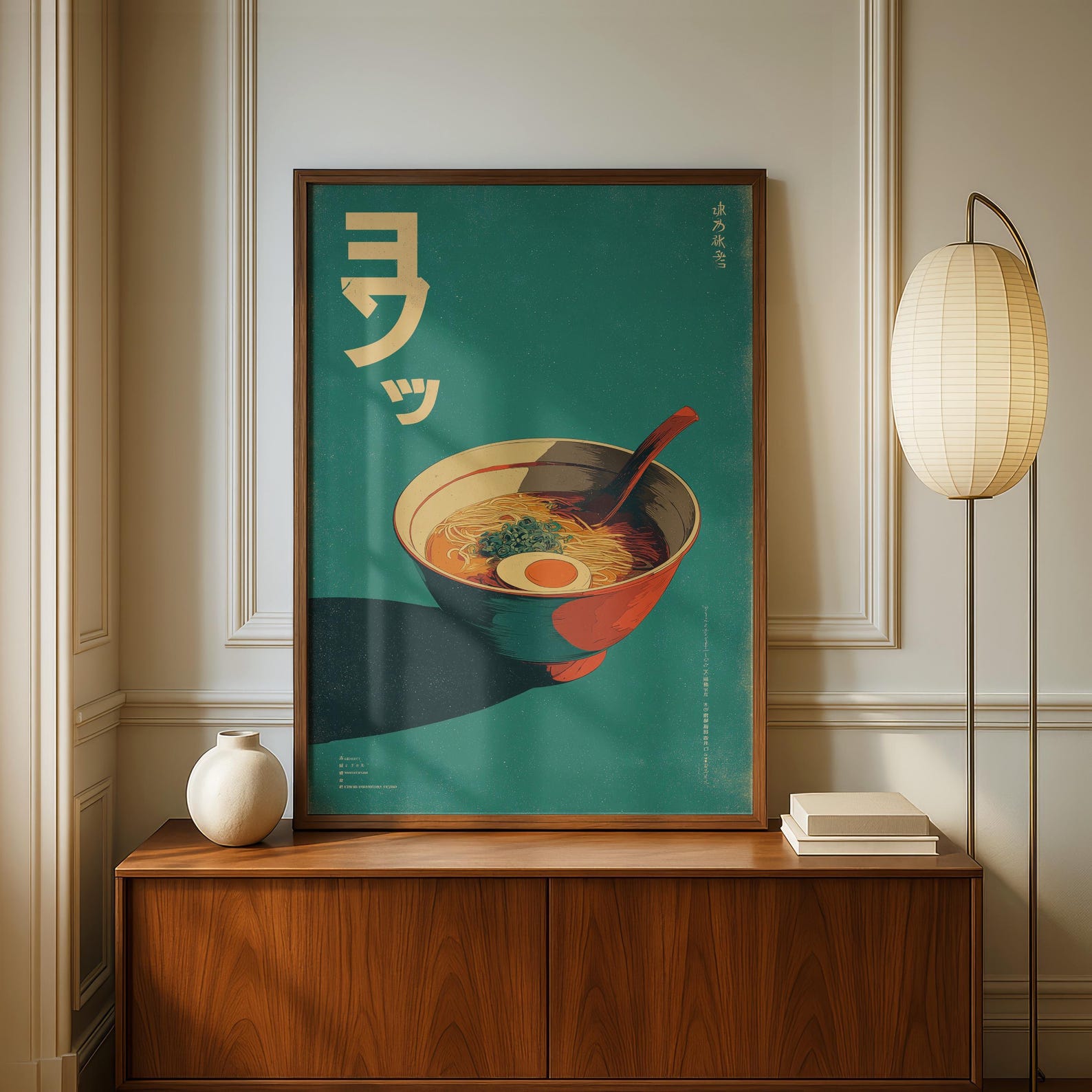 Home Office Minimalist - レトロな日本のラーメンキャンバスアートプリントフレームレスフードウォールアートポスターミニマリスト大胆な麺ポスターキッチン装飾ホームダイニング用