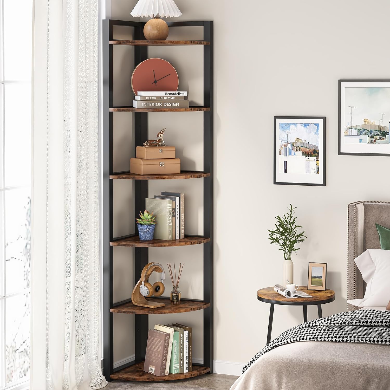 Tribesigns 6段コーナーシェルフ、高さ70.9イン - Home Office Bookshelves のレビューと価格