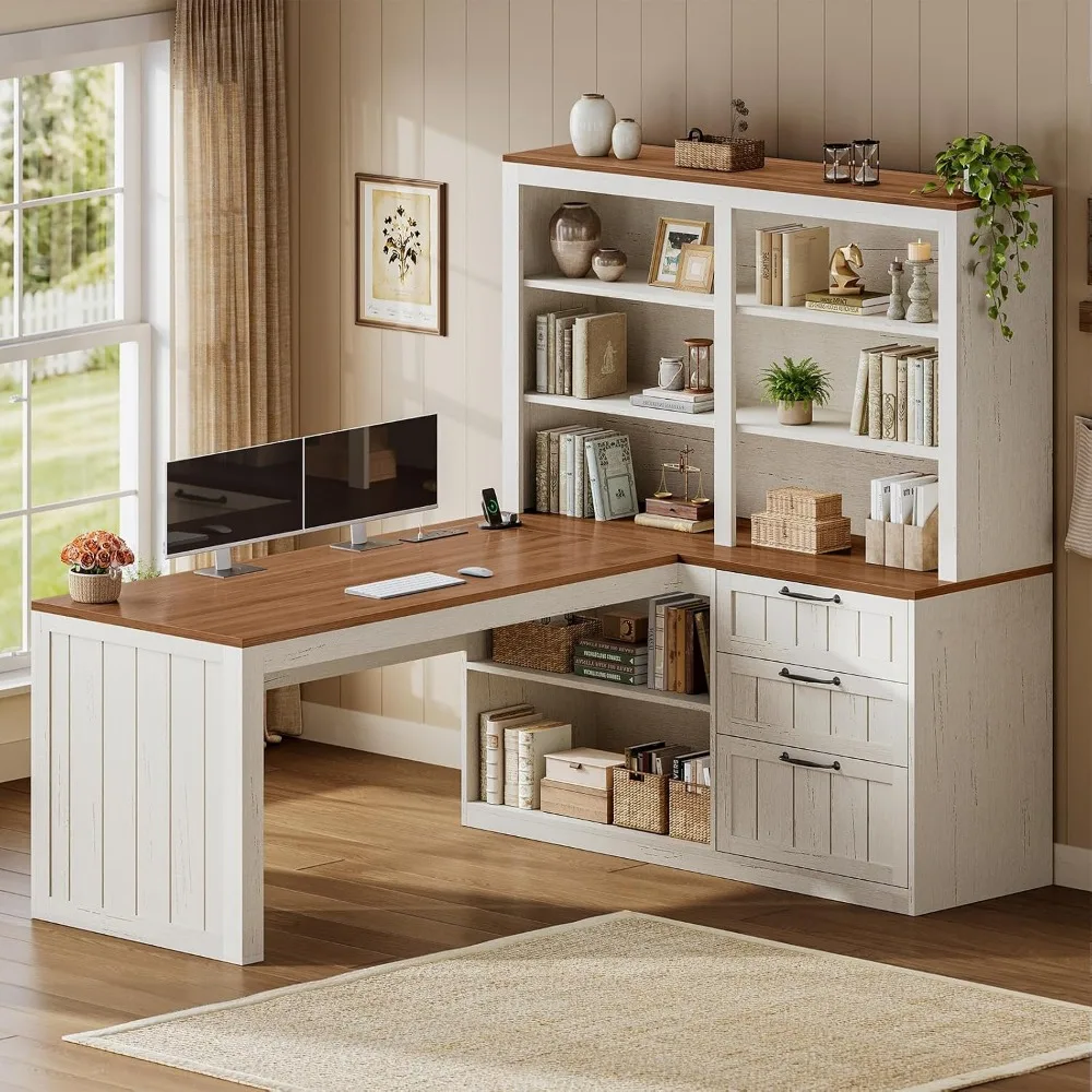 SEDETA ファームハウス L字型コンピューターデスク、5 - Home Office L Shaped Desk のレビューと価格