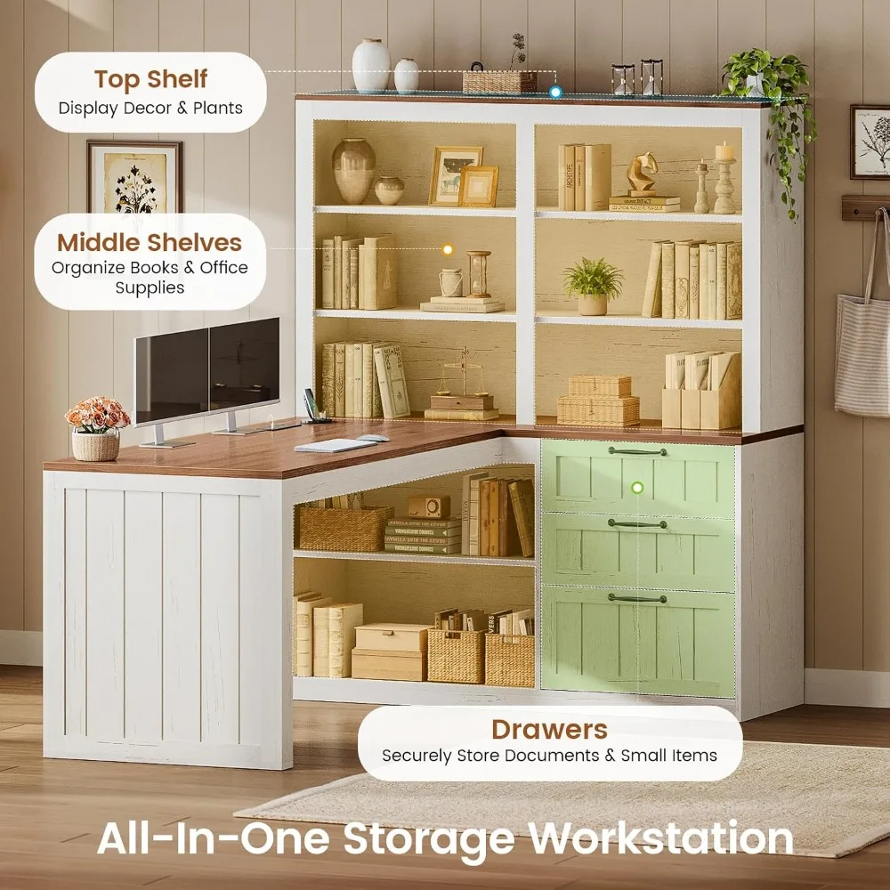 SEDETA ファームハウス L字型コンピューターデスク、5 - Home Office L Shaped Desk のレビューと価格