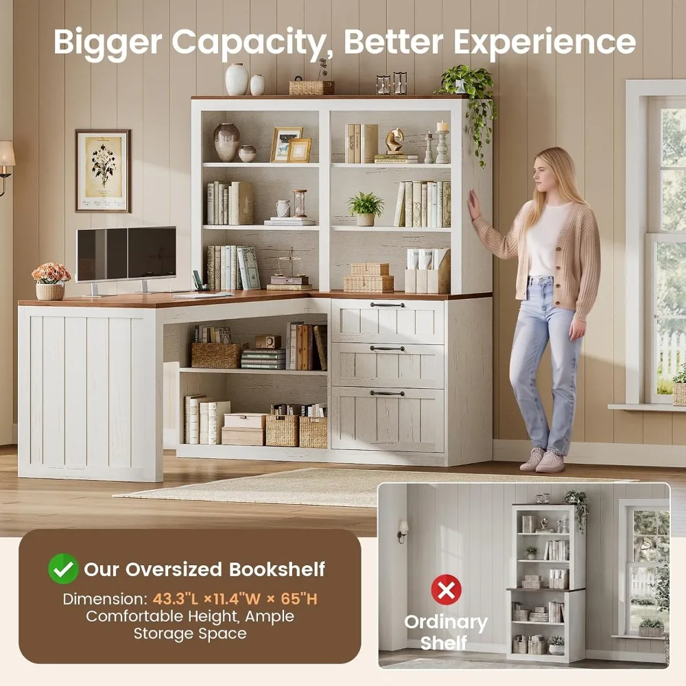 SEDETA ファームハウス L字型コンピューターデスク、5 - Home Office L Shaped Desk のレビューと価格