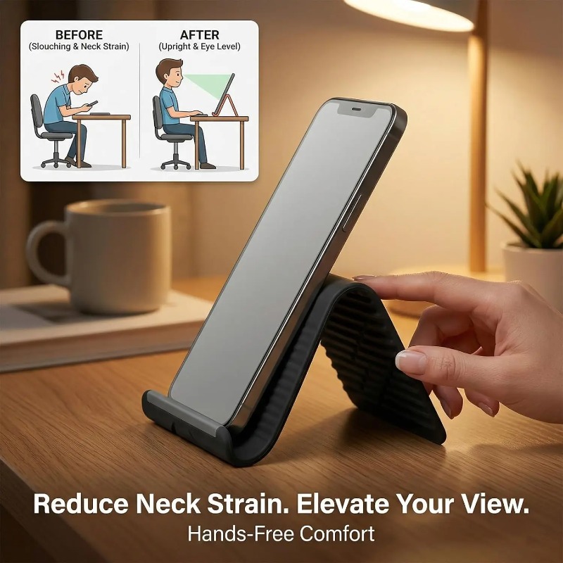 柔軟で折りたたみ可能なシリコン製携帯電話ホルダー、ポータブル - Home Office Laptop のレビューと価格