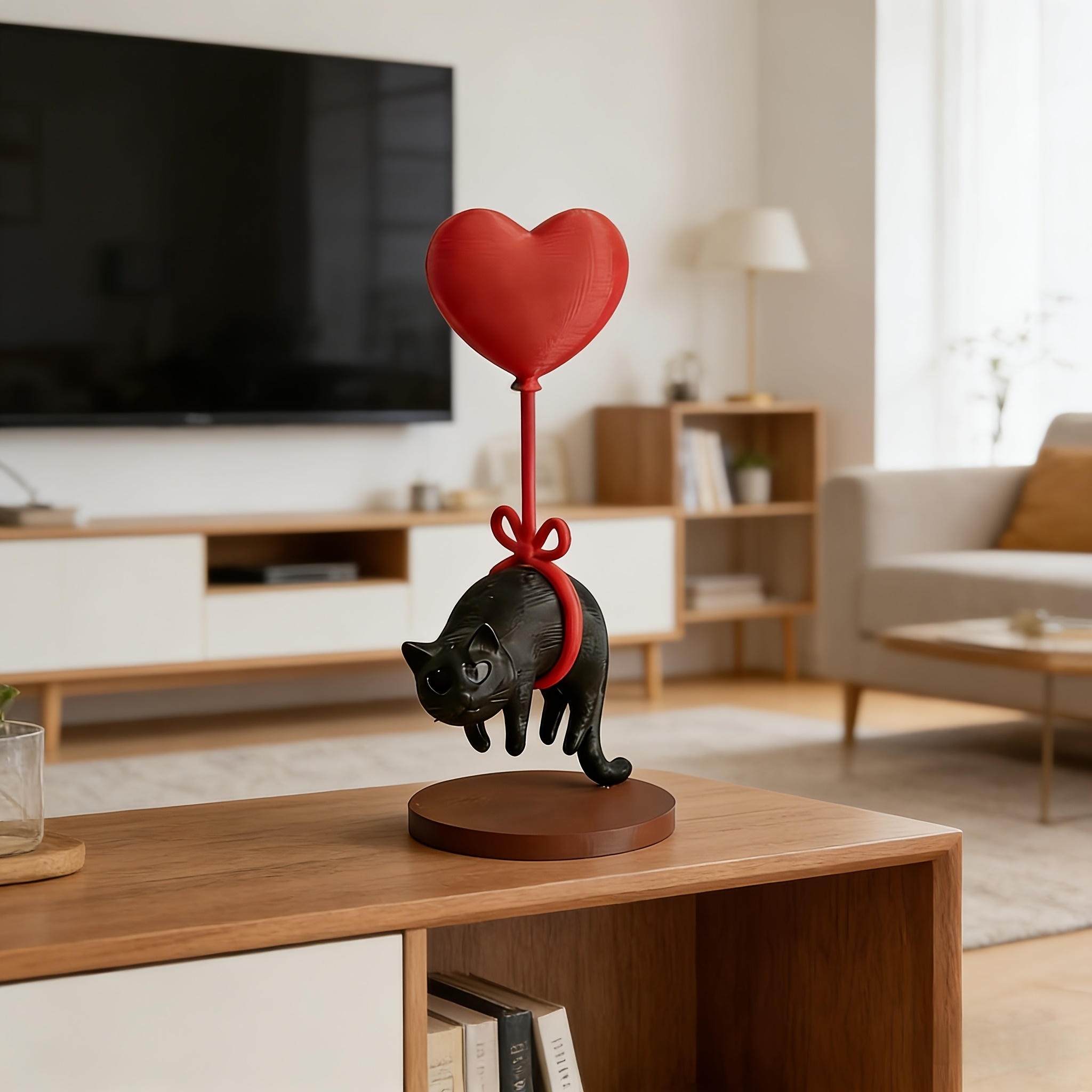 フローティングキャット ハートバルーン付き 3Dプリント ロ - Home Office Bookshelves のレビューと価格