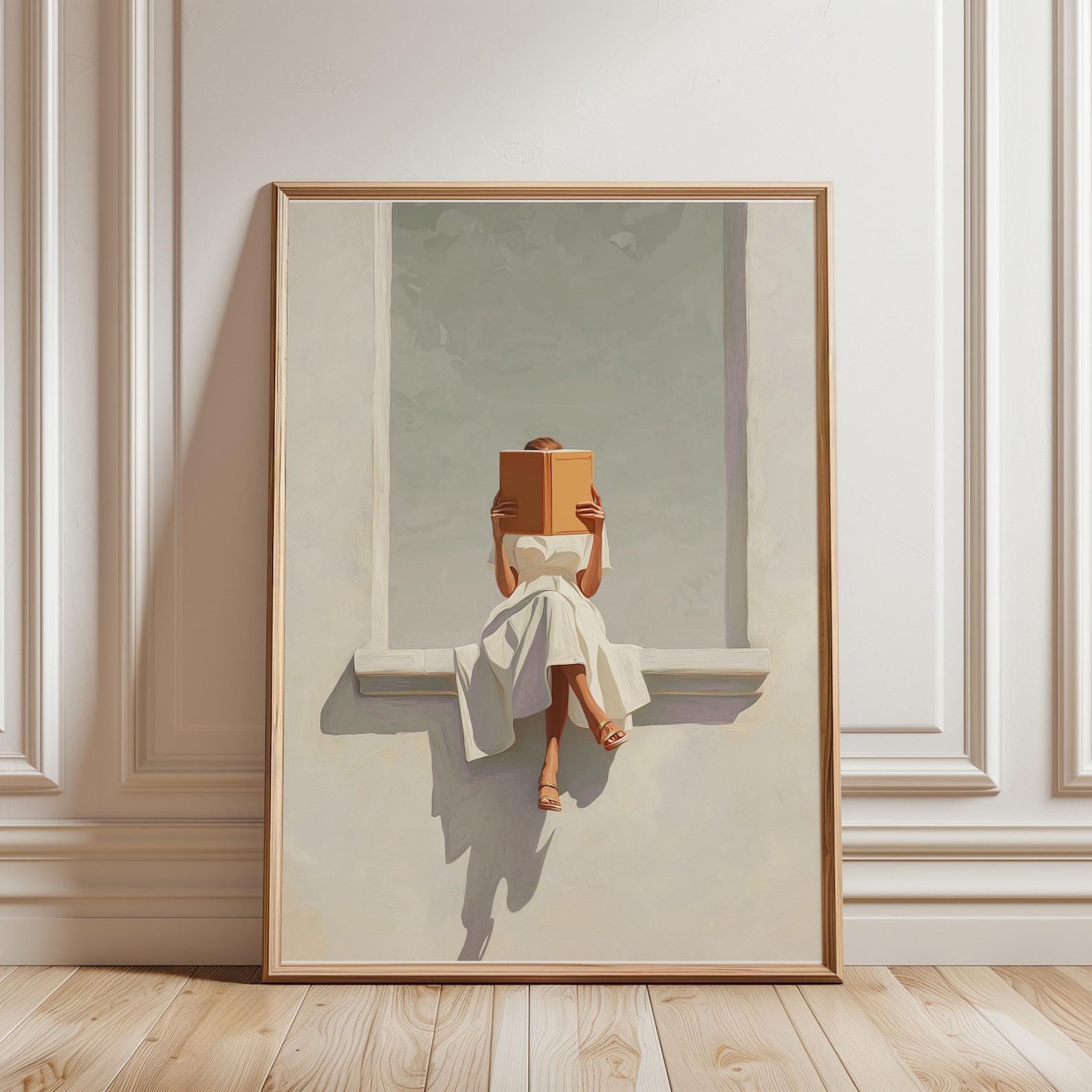 モダンな抽象的な女性が読書をしているキャンバスウォールアート - Home Office Minimalist のレビューと価格
