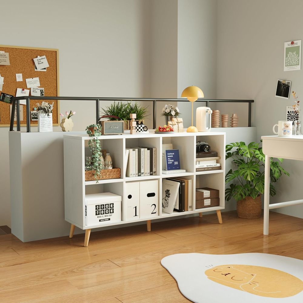 2段木製本棚 脚付き、11棚開口部、高さ47、ホームオフィス - Home Office Bookshelves のレビューと価格