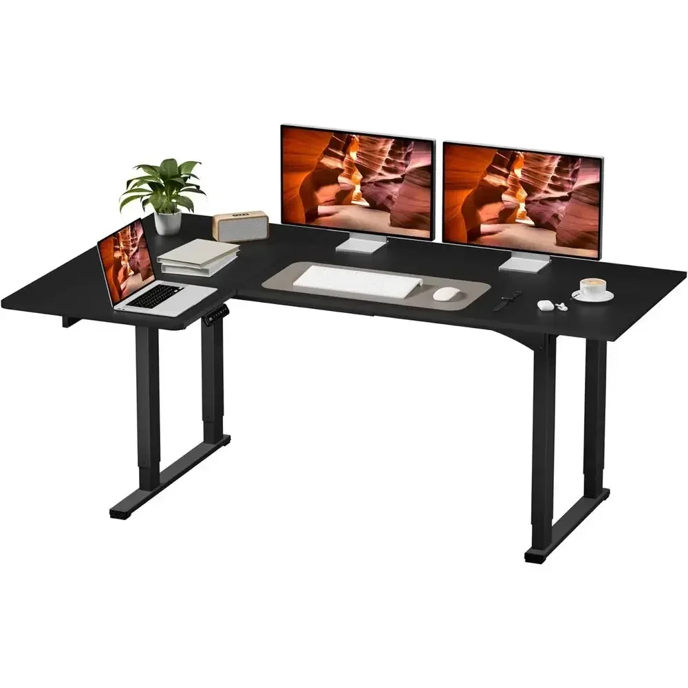 電動高さ調整可能なL字型デスク、71x43インチ、スプライス - Home Office L Shaped Desk のレビューと価格