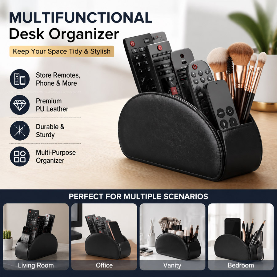 1個入り 5グリッドPUレザーデスクトップオーガナイザー、リ - Home Office Setup のレビューと価格