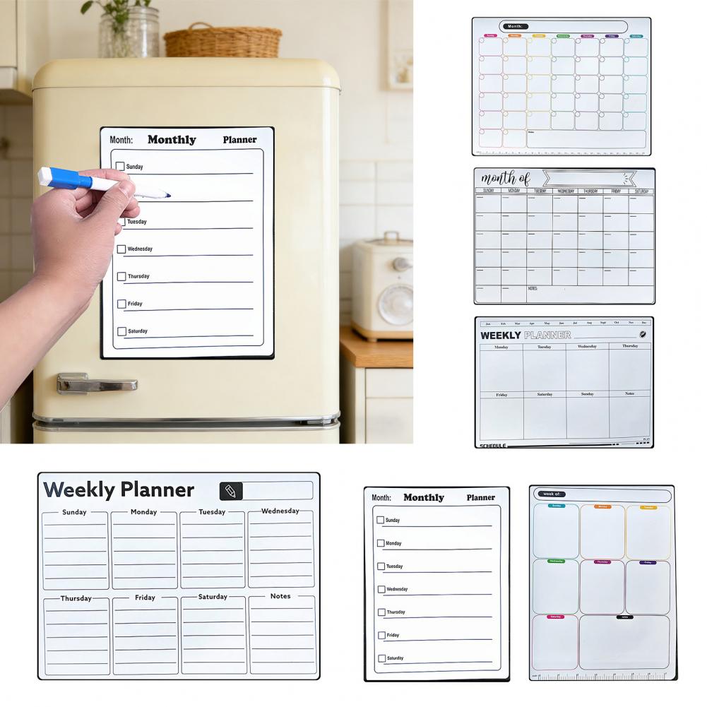 冷蔵庫用マグネット式ホワイトボード 再利用可能な月間カレンダ - Whiteboard Magnetic のレビューと価格