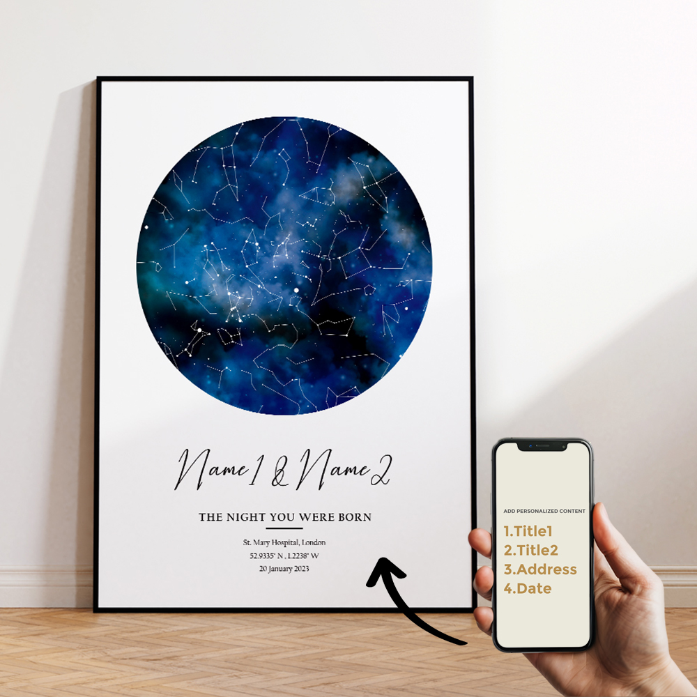 現代風カスタムパーソナライズ夜空星図ウォールアートキャンバス - Home Office Photos のレビューと価格
