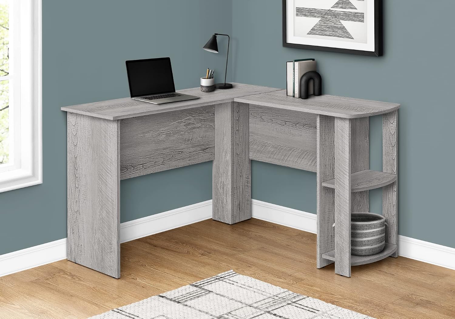 L字型コーナーデスク収納棚 48インチ ホームオフィス ノー - Home Office L Shaped Desk のレビューと価格