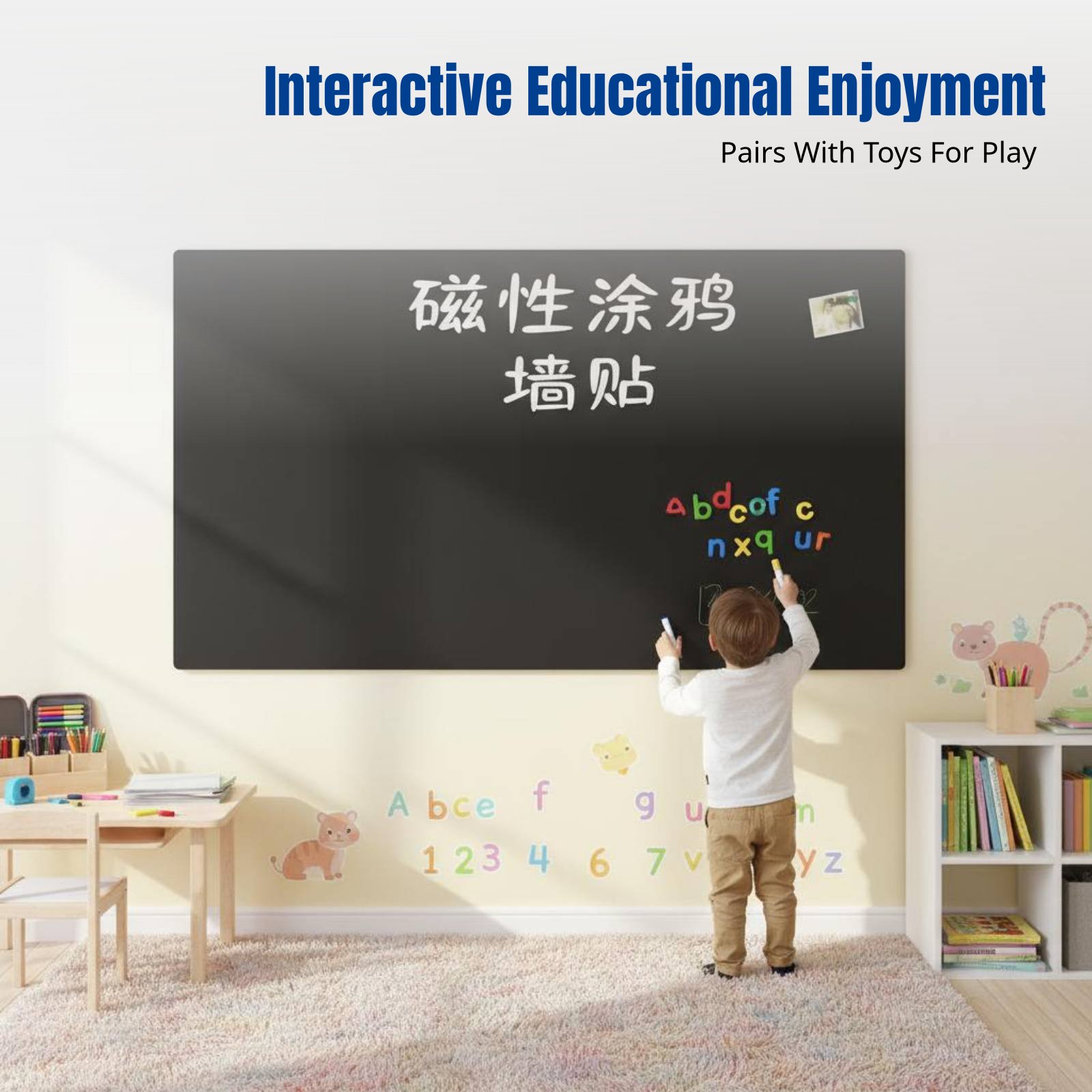 子供用ホワイトボードウォールステッカー、取り外し可能な磁気黒 - Whiteboard Magnetic のレビューと価格